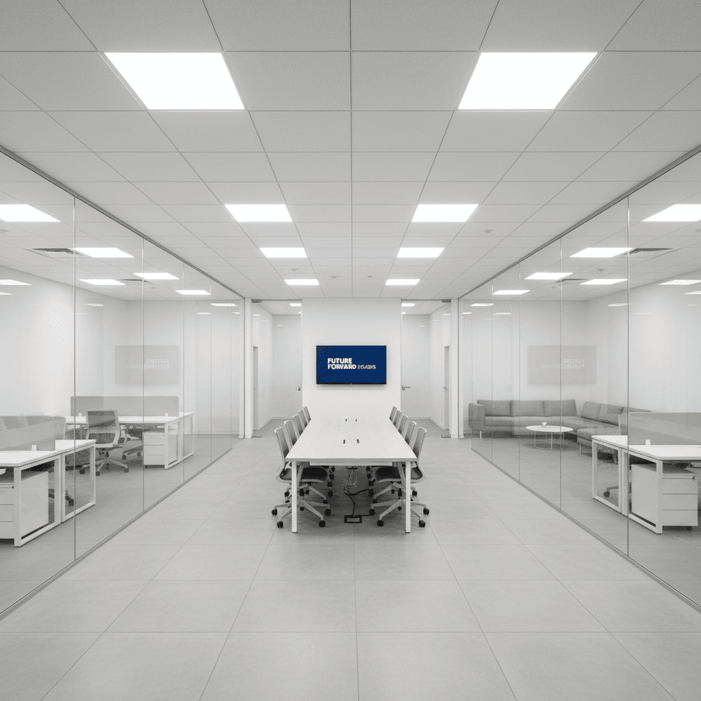 Completed commercial lighting installation